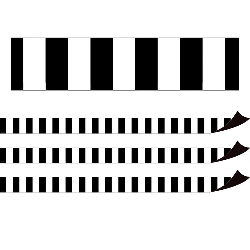 TEACHER CREATED RESOURCES - Black Stripes Magnetic Border, 24 Feet Per Pack, 3 Packs