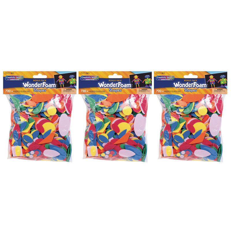 CREATIVITY STREET - WonderFoam® Shapes, Assorted Sizes, 720 Pieces Per Pack, 3 Packs