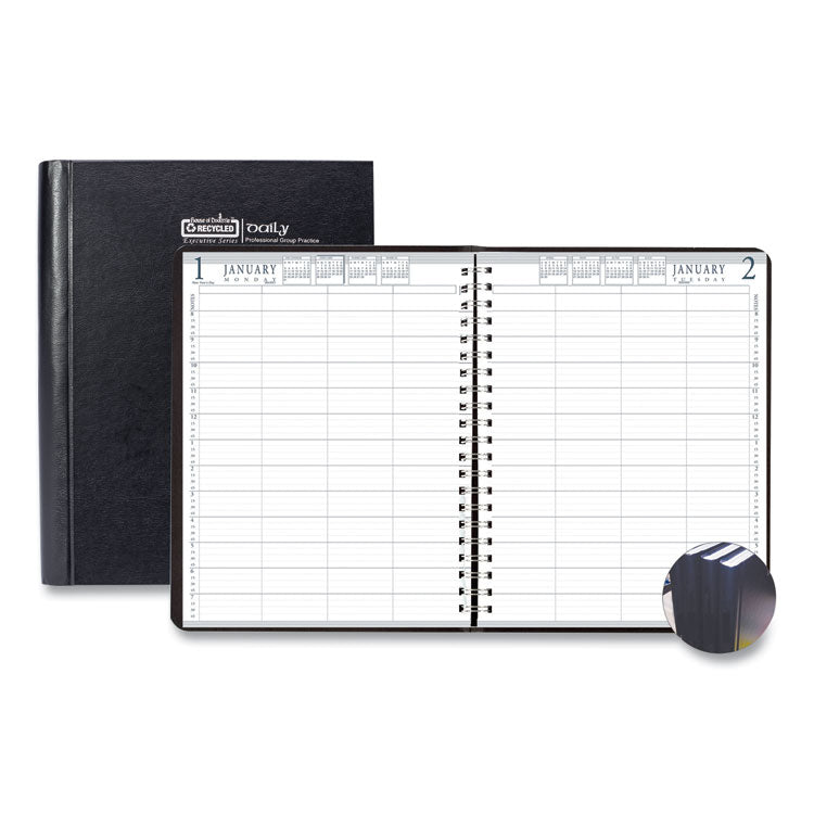 House of Doolittle - Executive Series Four-Person Group Practice Daily Appointment Book, 11 x 8.5, Black Hard Cover, 12-Month (Jan to Dec): 2024