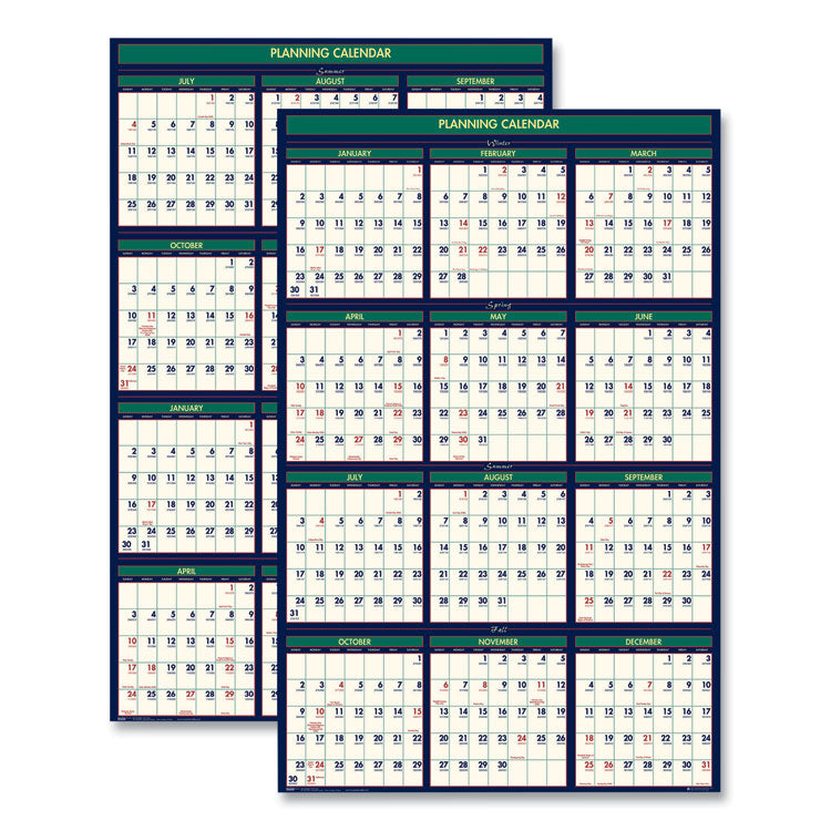 House of Doolittle - Four Season Erasable Business/Academic Recycled Wall Calendar, 24 x 37, 12-Month(July-June):2023-2024, 12-Month(Jan-Dec):2024