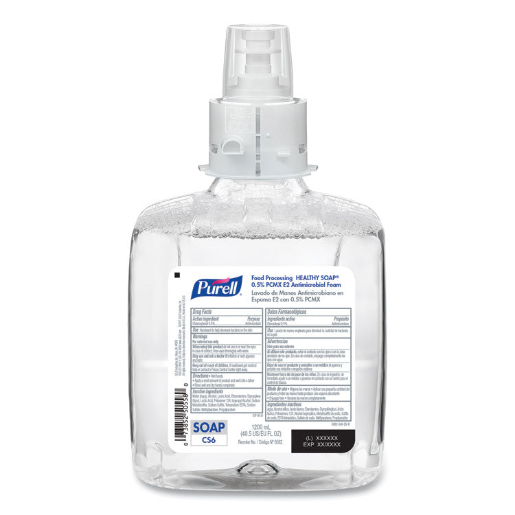 PURELL - Food Processing HEALTHY SOAP 0.5% PCMX Antimicrobial E2 Foam Handwash, For CS6 Dispensers, Fragrance-Free, 1,200 mL, 2/Carton