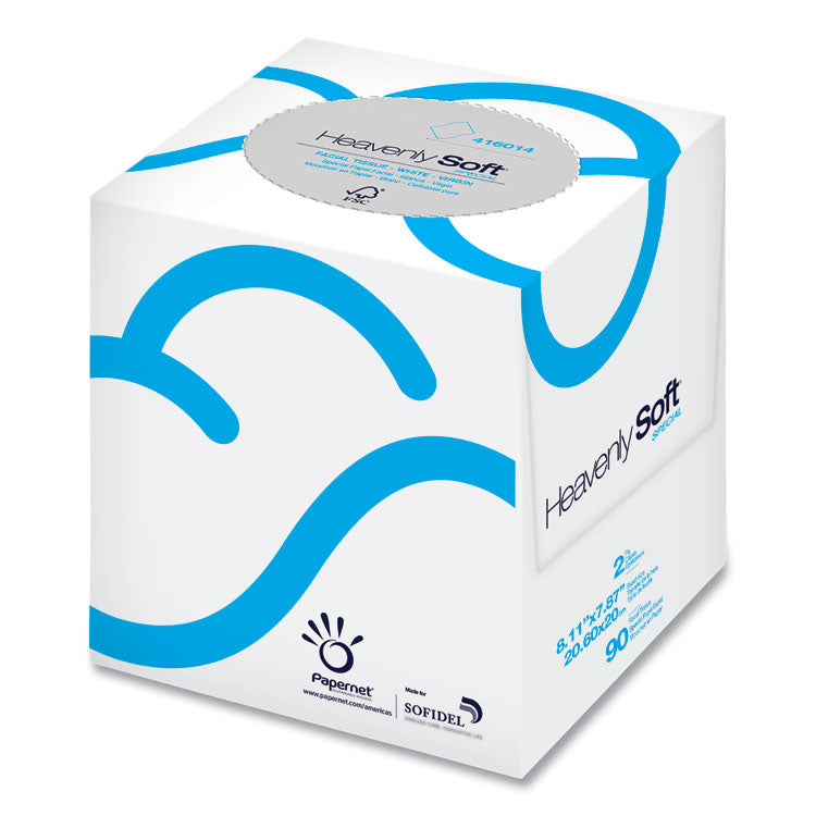 Papernet - Heavenly Soft Facial Tissue, 2-Ply, White, 90/Cube Box, 36 Boxes/Carton