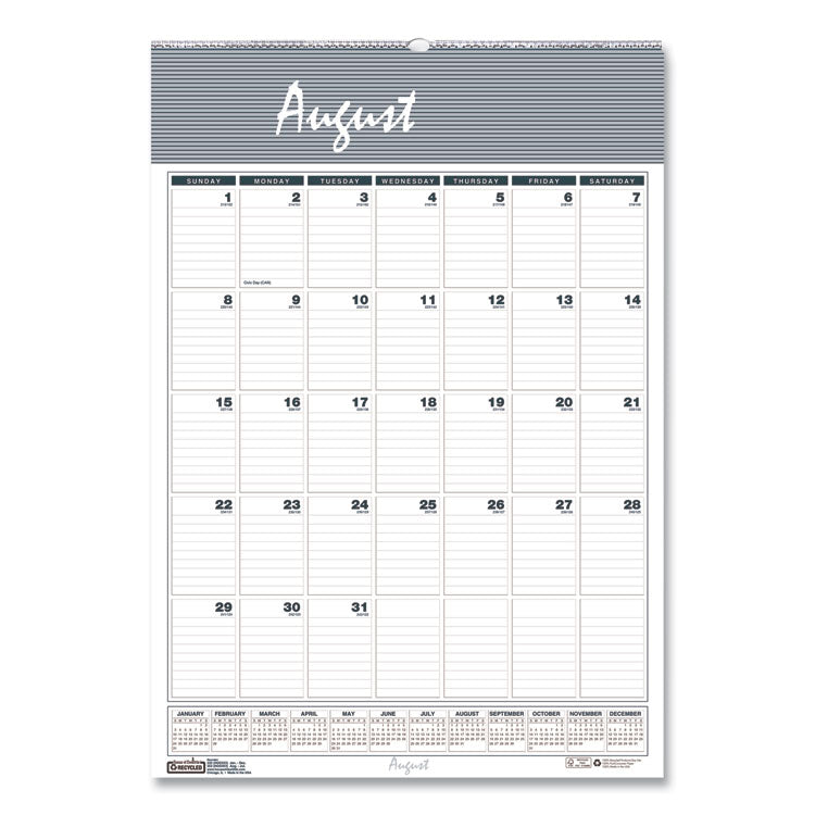 House of Doolittle - Academic Year Bar Harbor Recycled Wirebound Monthly Wall Calendar, 15.5 x 22, White/Blue Sheets, 12-Month(Aug-July):2023-2024