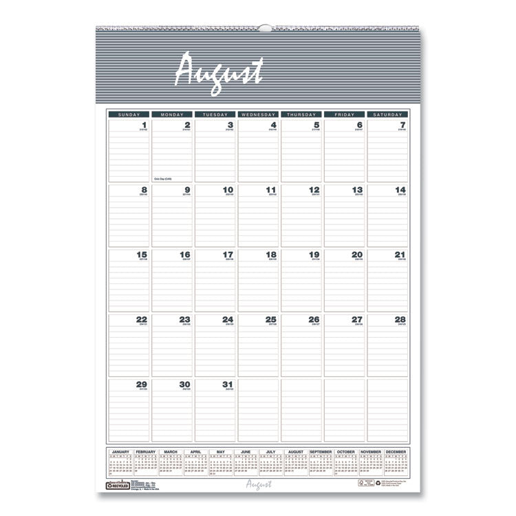 House of Doolittle - Academic Year Bar Harbor Recycled Wirebound Monthly Wall Calendar, 12 x 17, White/Blue Sheets, 12-Month (Aug-July): 2023-2024