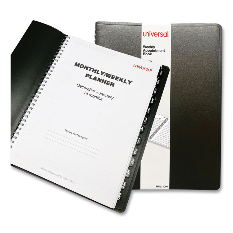 Universal - Weekly Planner, 11 x 8, Black Cover, 14-Month, Dec 2023 to Jan 2025