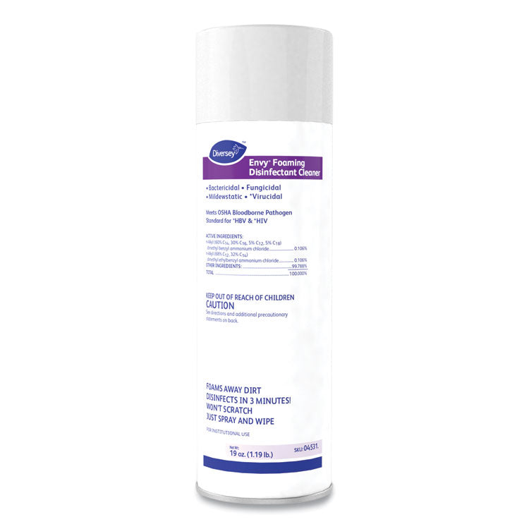 Diversey - Envy Foaming Disinfectant Cleaner, Lavender Scent, 19 oz Aerosol Spray, 12/Carton