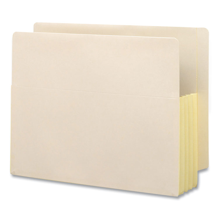 Smead - Manila End Tab File Pockets with Tyvek-Lined Gussets, 3.5" Expansion, Letter Size, Manila, 10/Box