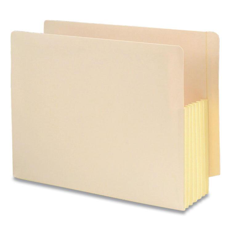 Smead - Manila End Tab File Pockets with Tyvek-Lined Gussets, 5.25" Expansion, Letter Size, Manila, 10/Box