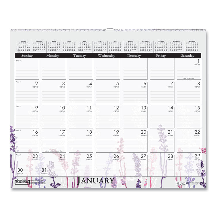 House of Doolittle - Recycled Wild Flower Wall Calendar, Wild Flowers Artwork, 15 x 12, White/Multicolor Sheets, 12-Month (Jan to Dec): 2024