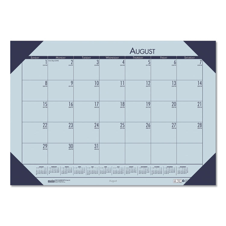 House of Doolittle - EcoTones Recycled Academic Desk Pad Calendar, 18.5 x 13, Orchid Sheets, Cordovan Corners, 12-Month (Aug-July): 2023-2024