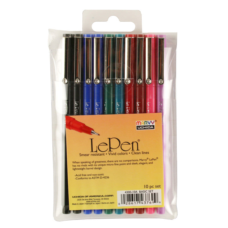 MARVY UCHIDA - LePen® Micro-Fine Point Pen, Basic, 10 Colors
