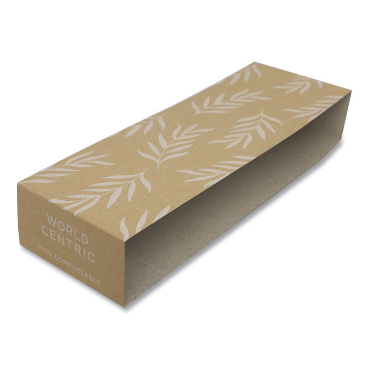 World Centric - Fiber Container Sleeves, World Centric Leaf Design, 10", Natural, 800/Carton
