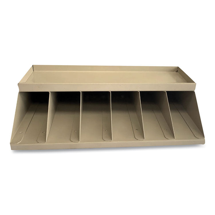 CONTROLTEK - Coin Wrapper and Bill Strap Single-Tier Rack, 6 Compartments, 10 x 8.5 x 3, Steel, Pebble Beige