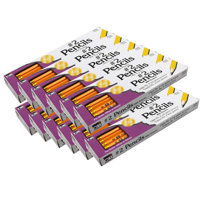 CHARLES LEONARD - No. 2 Pencil with Eraser, Unsharpened, 12 Per Pack, 12 Packs