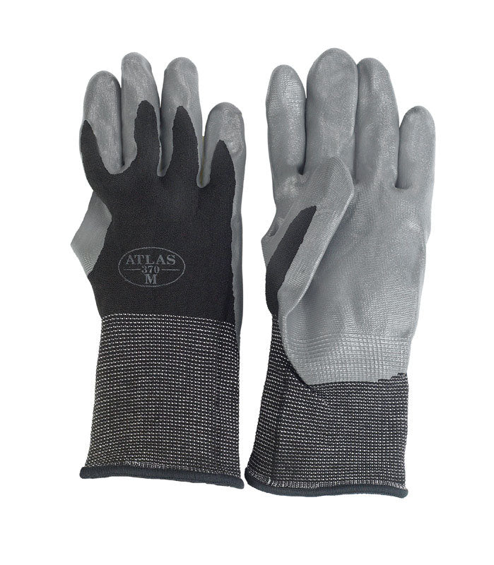 ATLAS - Atlas Unisex Indoor/Outdoor Dipped Gloves Black/Gray M 1 pair