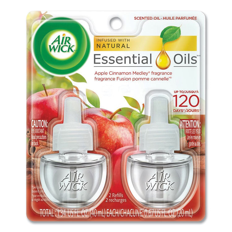 Air Wick - Scented Oil Refill, 0.67 oz, Apple Cinnamon Medley, 2/Pack, 6 Packs/Carton