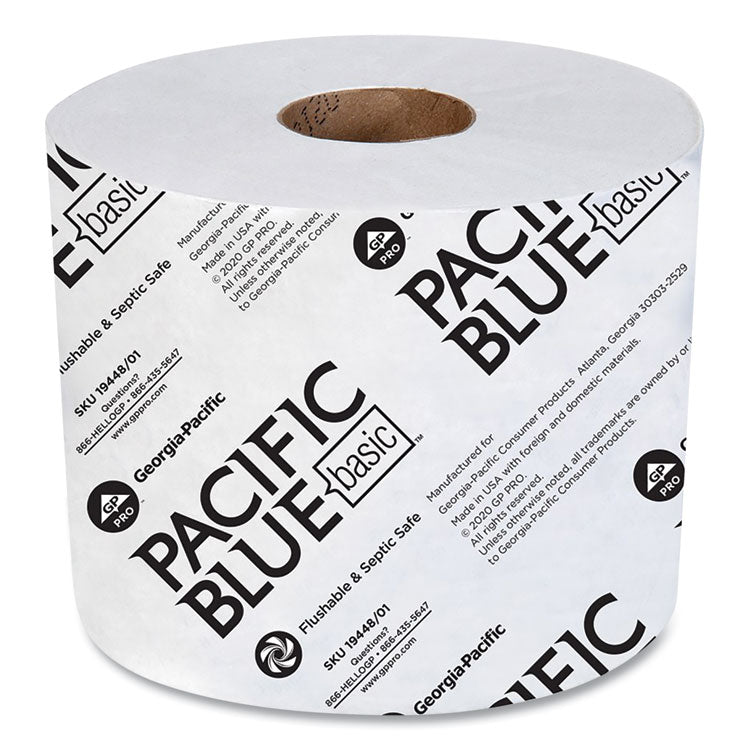 Georgia Pacific Professional - Pacific Blue Basic High-Capacity Bathroom Tissue, Septic Safe, 2-Ply, White, 1,000 Sheets/Roll, 48 Rolls/Carton