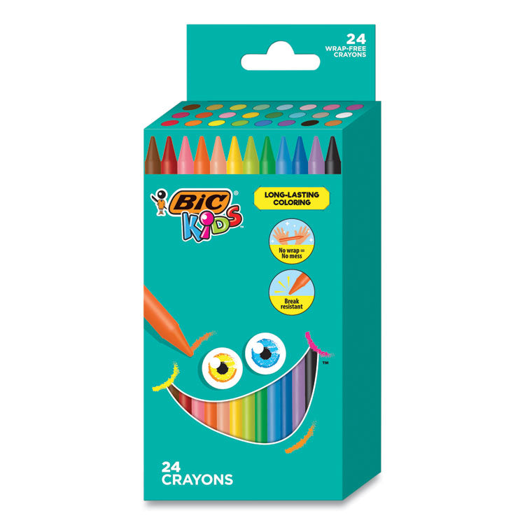 BIC - Kids Coloring Crayons, 24 Assorted Colors, 24/Pack