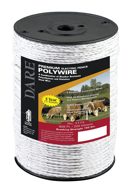 DARE - Dare Portable Electric Fence Wire 656 ft. White