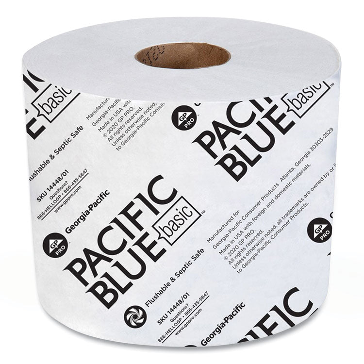 Georgia Pacific Professional - Pacific Blue Basic High-Capacity Bathroom Tissue, Septic Safe, 1-Ply, White, 1,500/Roll, 48/Carton