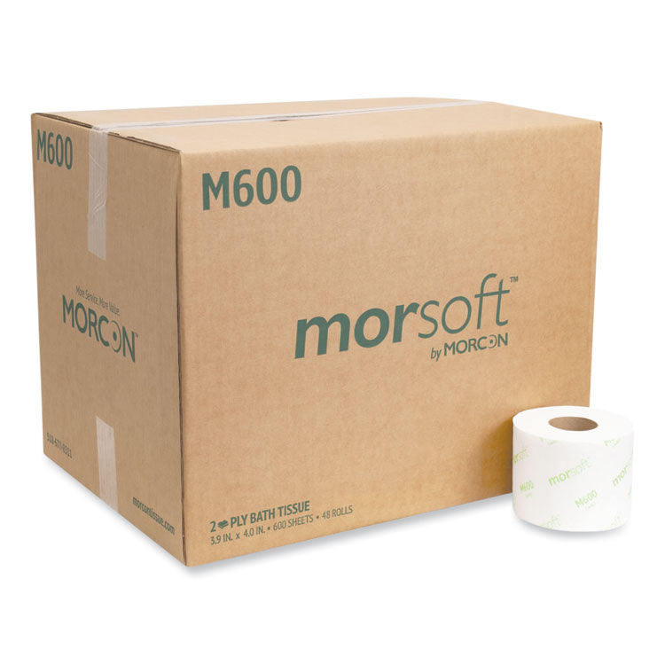 Morcon Tissue - Morsoft Controlled Bath Tissue, Septic Safe, 2-Ply, White, 600 Sheets/Roll, 48 Rolls/Carton