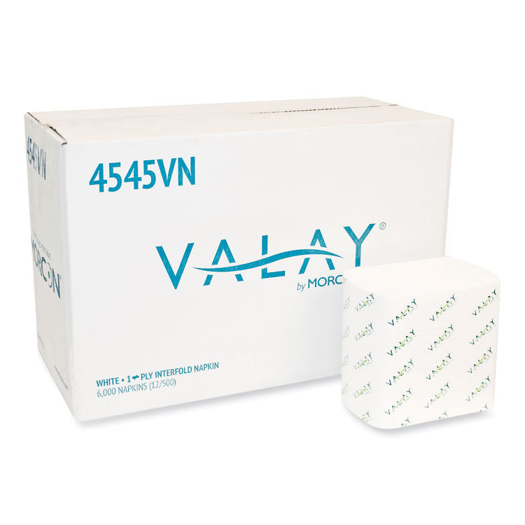 Morcon Tissue - Valay Interfolded Napkins, 1-Ply, White, 6.5 x 8.25, 6,000/Carton