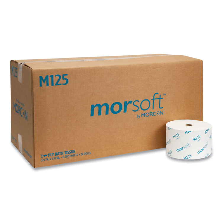 Morcon Tissue - Small Core Bath Tissue, Septic Safe, 1-Ply, White, 2,500 Sheets/Roll, 24 Rolls/Carton