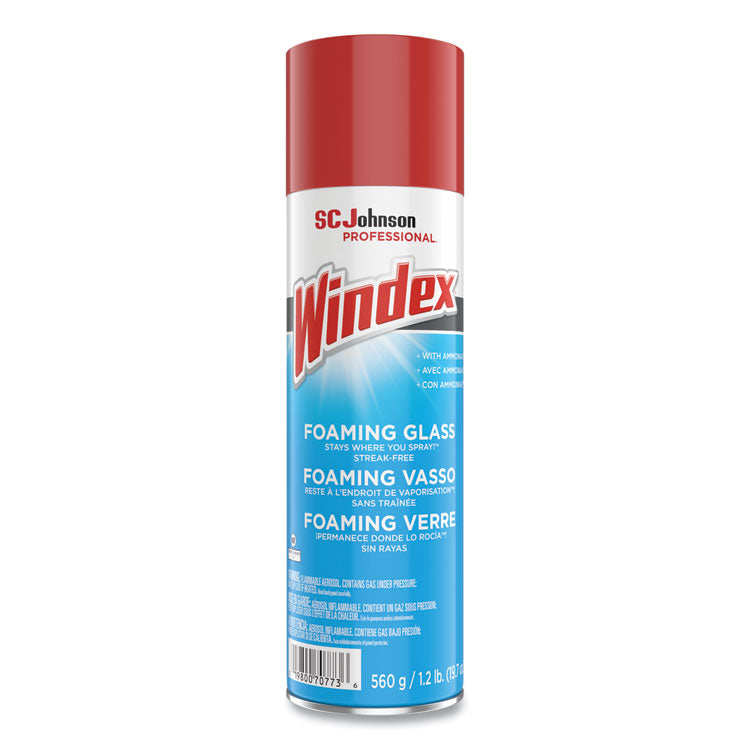 Windex - Foaming Glass Cleaner, Fresh, 20 oz Aerosol Spray, 6/Carton