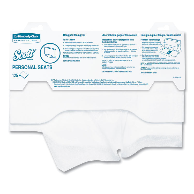 Scott - Personal Seats Sanitary Toilet Seat Covers, 15 x 18, White, 125/Pack