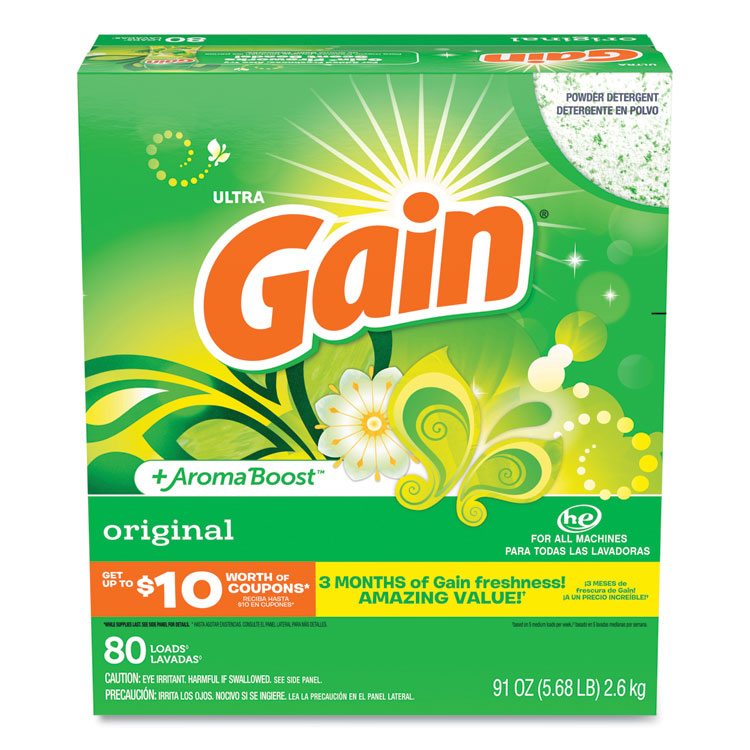 Gain - Powder Laundry Detergent, Original Scent, 91 oz Box, 3/Carton