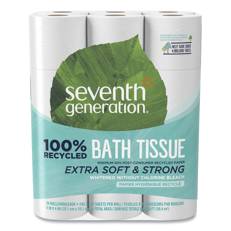 Seventh Generation - 100% Recycled Bathroom Tissue, Septic Safe, 2-Ply, White, 240 Sheets/Roll, 24/Pack, 2 Packs/Carton