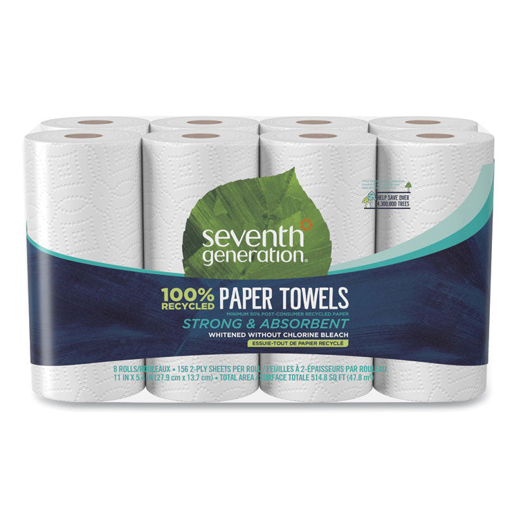 Seventh Generation - 100% Recycled Paper Kitchen Towel Rolls, 2-Ply, 11 x 5.4, 156 Sheets/Roll, 8 Rolls/Pack
