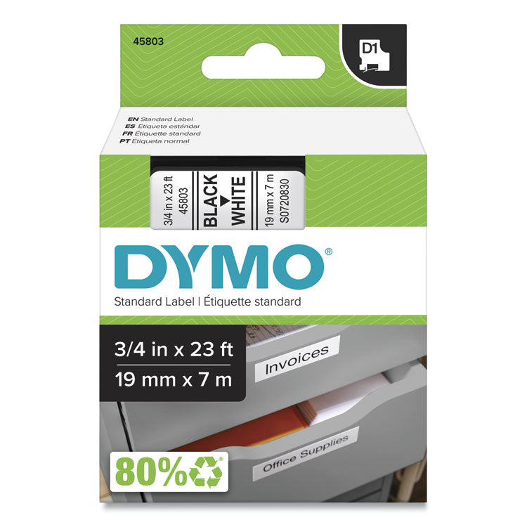 DYMO - D1 High-Performance Polyester Removable Label Tape, 0.75" x 23 ft, Black on White