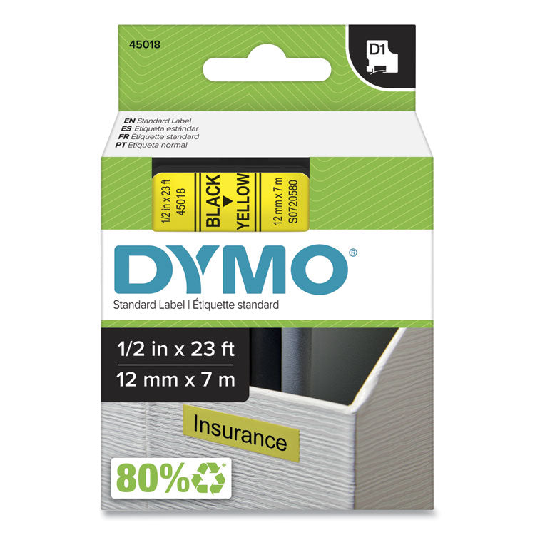 DYMO - D1 High-Performance Polyester Removable Label Tape, 0.5" x 23 ft, Yellow