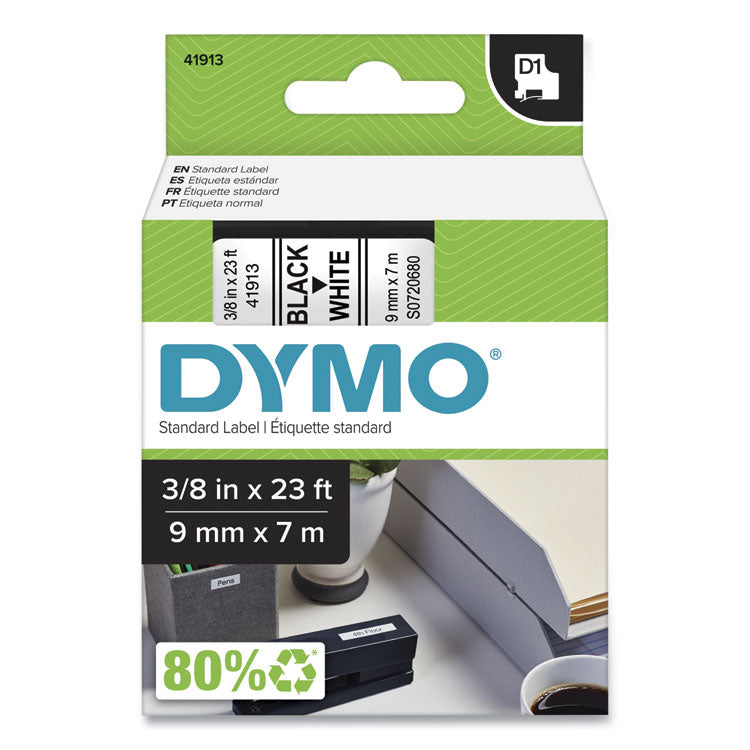 DYMO - D1 High-Performance Polyester Removable Label Tape, 0.37" x 23 ft, Black on White