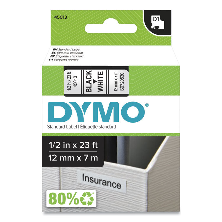 DYMO - D1 High-Performance Polyester Removable Label Tape, 0.5" x 23 ft, Black on White (5737911)