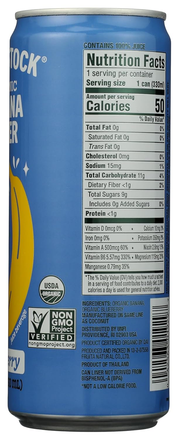 Woodstock Organic Banana Water with Blueberry- 11.2 fl oz - Case of 12
