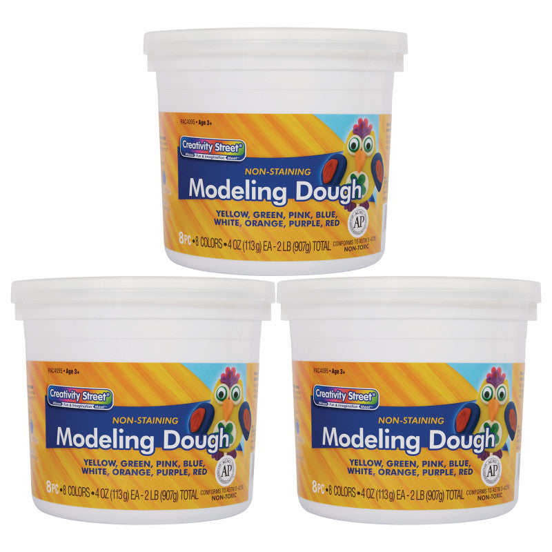 CREATIVITY STREET - Modeling Dough, 8 Assorted Colors, 4 oz. Per Piece, 8 Pieces Per Pack, 3 Packs