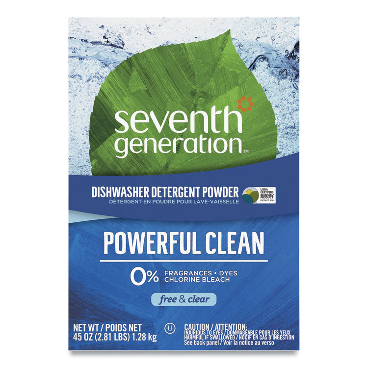 Seventh Generation - Automatic Dishwasher Powder, Free and Clear, 45oz Box