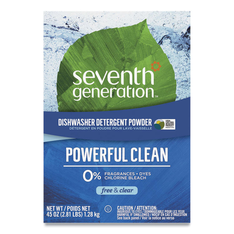 Seventh Generation - Automatic Dishwasher Powder, Free and Clear, 45oz Box, 12/Carton