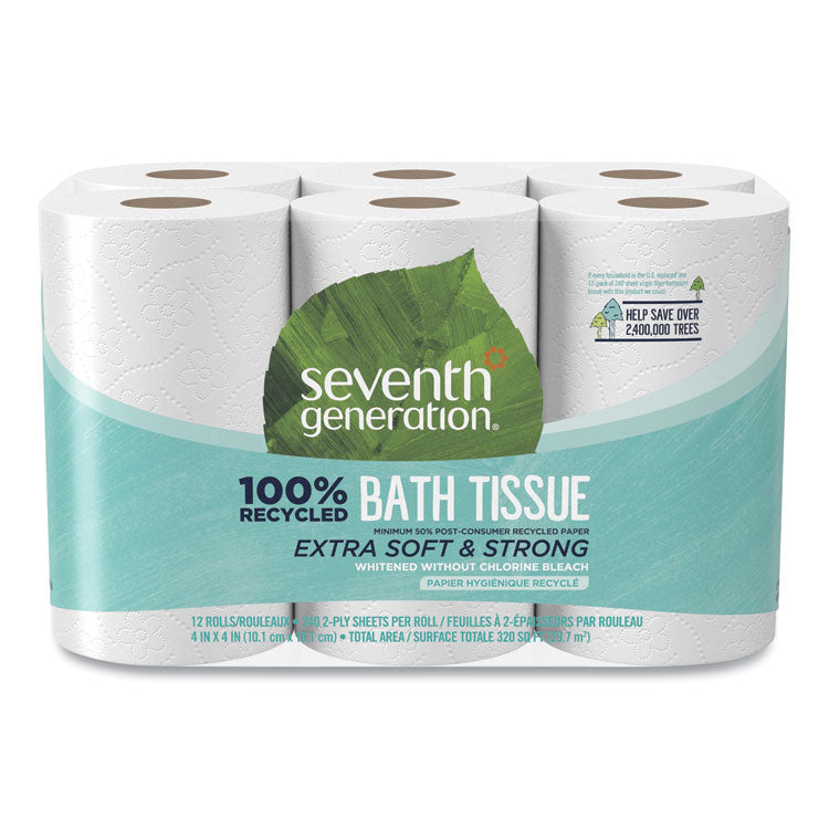 Seventh Generation - 100% Recycled Bathroom Tissue, Septic Safe, 2-Ply, White, 240 Sheets/Roll, 12 Rolls/Pack, 4 Packs/Carton