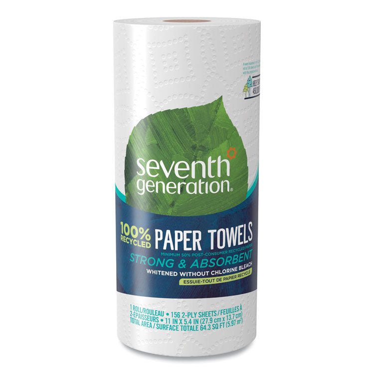 Seventh Generation - 100% Recycled Paper Kitchen Towel Rolls, 2-Ply, 11 x 5.4, 156 Sheets/Roll, 24 Rolls/Carton