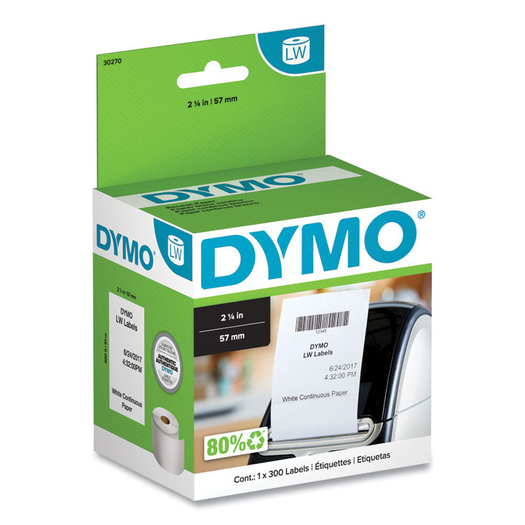 DYMO - LabelWriter Continuous-Roll Receipt Paper, 2.25" x 300 ft, White