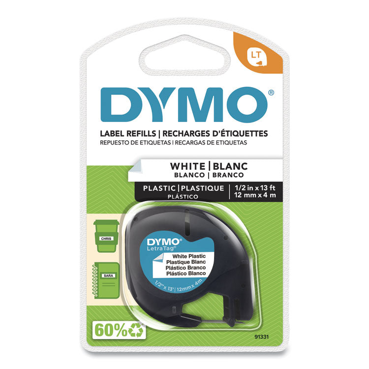 DYMO - LetraTag Plastic Label Tape Cassette, 0.5" x 13 ft, White