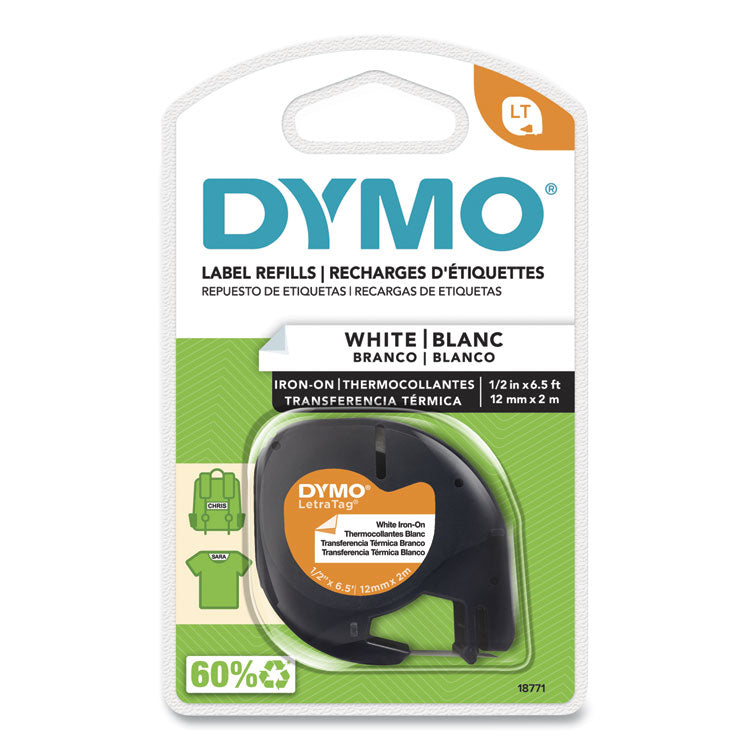 DYMO - LetraTag Fabric Iron-On Labels, 0.5" x 6.5 ft, White