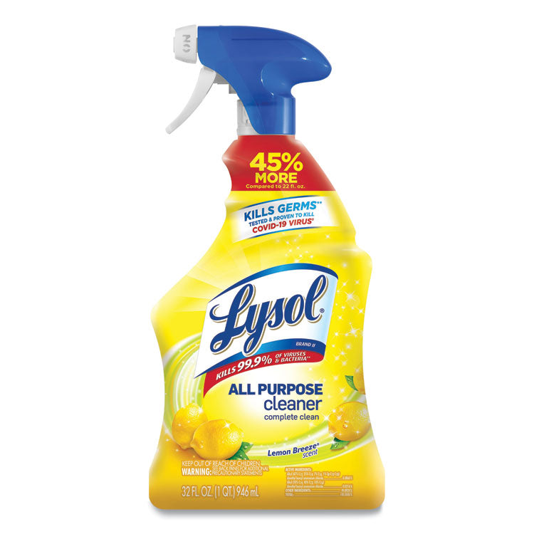 LYSOL Brand - Ready-to-Use All-Purpose Cleaner, Lemon Breeze, 32 oz Spray Bottle, 12/Carton