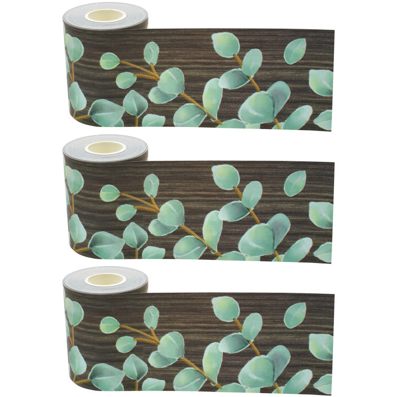 TEACHER CREATED RESOURCES - Eucalyptus Straight Rolled Border Trim, 50 Feet Per Roll, Pack of 3