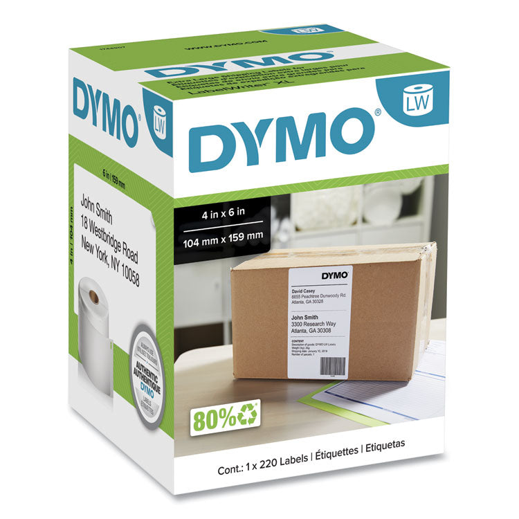 DYMO - LabelWriter Shipping Labels, 4" x 6", White, 220 Labels/Roll