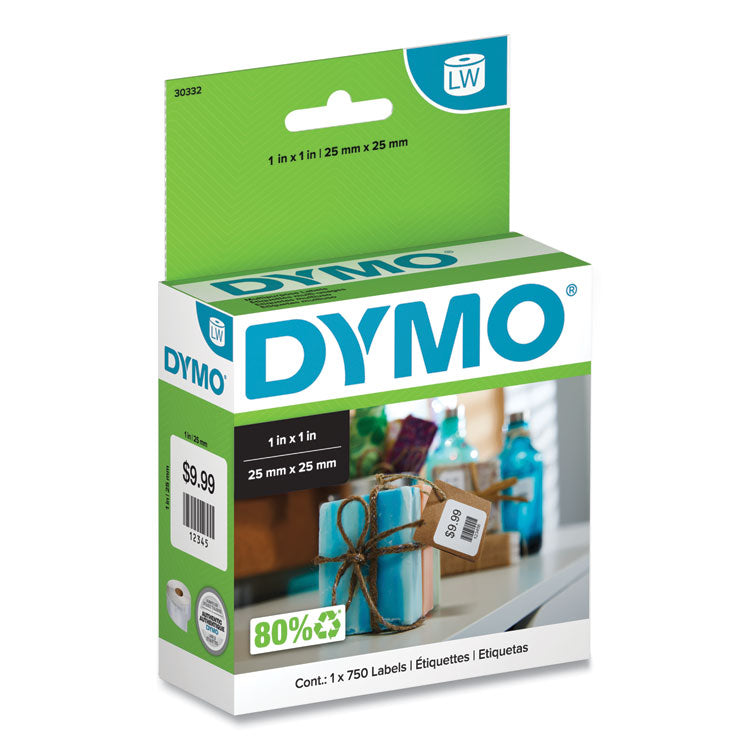 DYMO - LabelWriter Multipurpose Labels, 1" x 1", White, 750 Labels/Roll