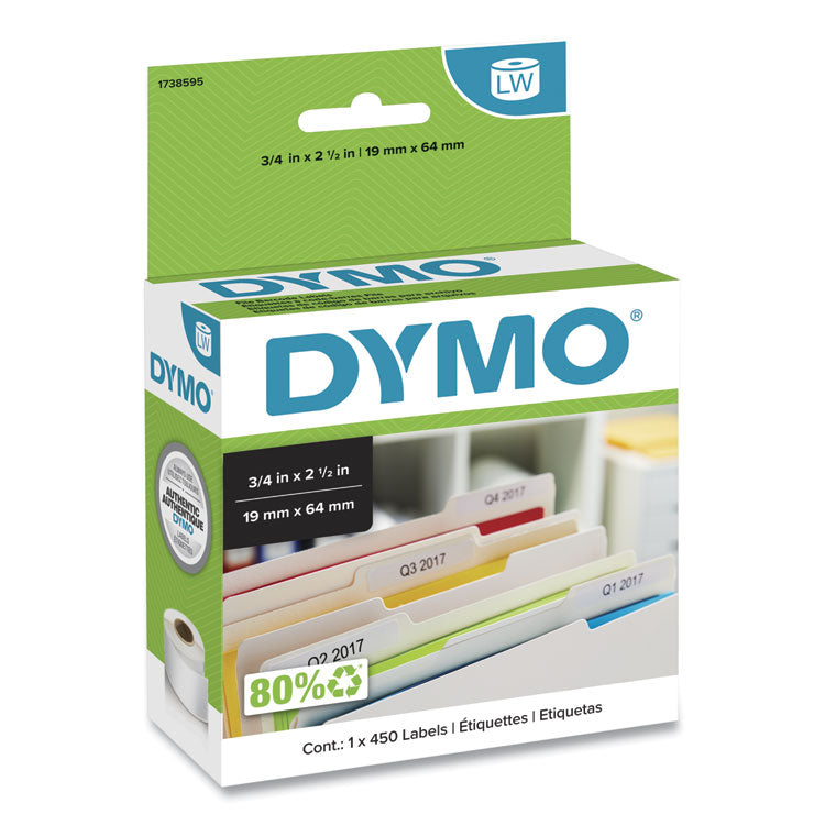 DYMO - LabelWriter Bar Code Labels, 0.75" x 2.5", White, 450 Labels/Roll